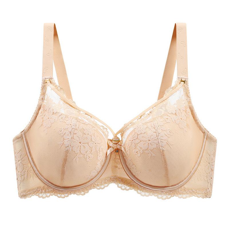 Übergröße Dessous Damen Weicher Bügel Verstellbare Dessous Dünne Spitze Raffinierter BH 34/75E beige