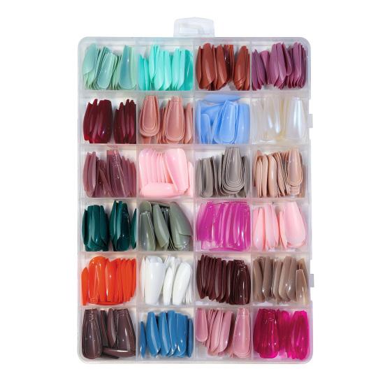 576 Stück/Box Künstliche Nägel, leicht anzukleben, entfernbar, kurz, mittellang, lang, Acryl, matt, zum Aufdrücken der Nägel, Zubehör für Nagelstudios