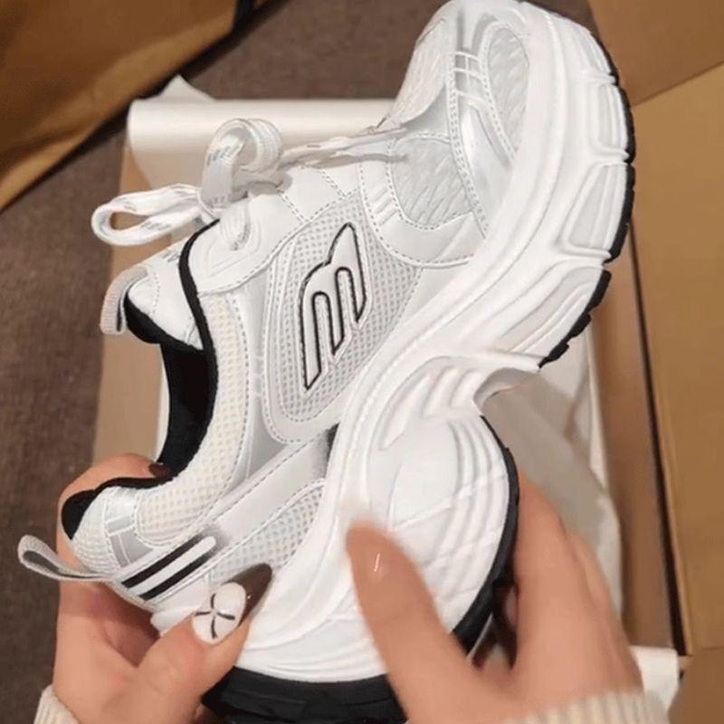 Daddy Shoes Damen Gutaussehend Super Dicke Sohle Rutschfest Lässige Damenschuhe Frühling und Sommer Leichter Weiche Sohle Sneaker Damenschuhe 40 weiß