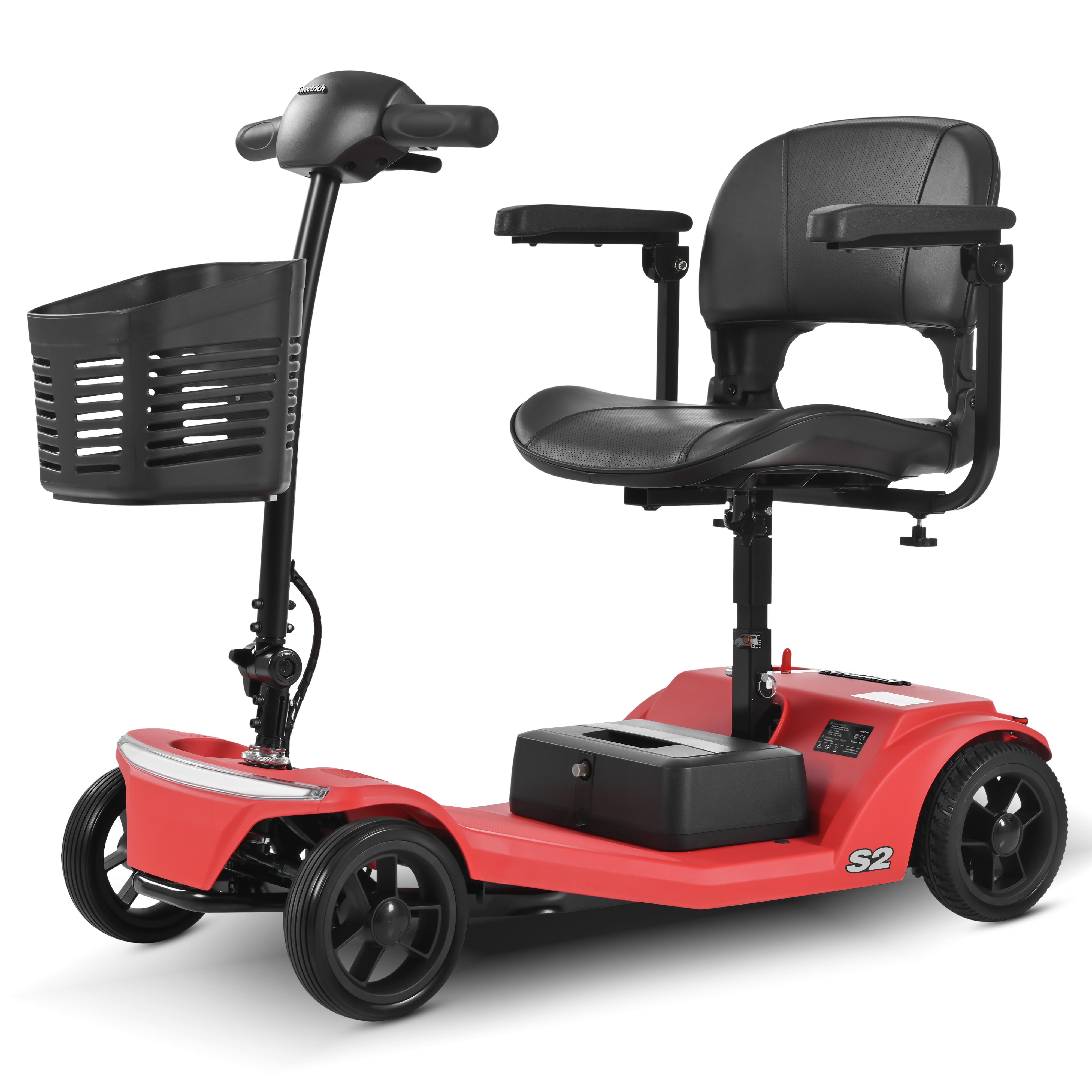 Elektroroller Sweetrich S2 250W Motor Höchstgeschwindigkeit 6 km/h Geeignet für Senioren/Behinderte 24V 12AH Maximale Reichweite 15 km Zuladung 136 kg 24V 12AH rot
