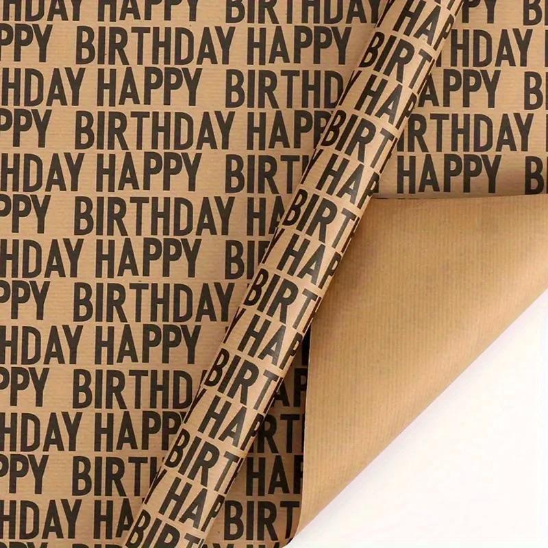 1 Satz/10 Stück schwarzes Kraftpapier Geschenkpapier zum Geburtstag, Druck  Happy Birthday , flache Faltung Geschenkverpackung 10pcs