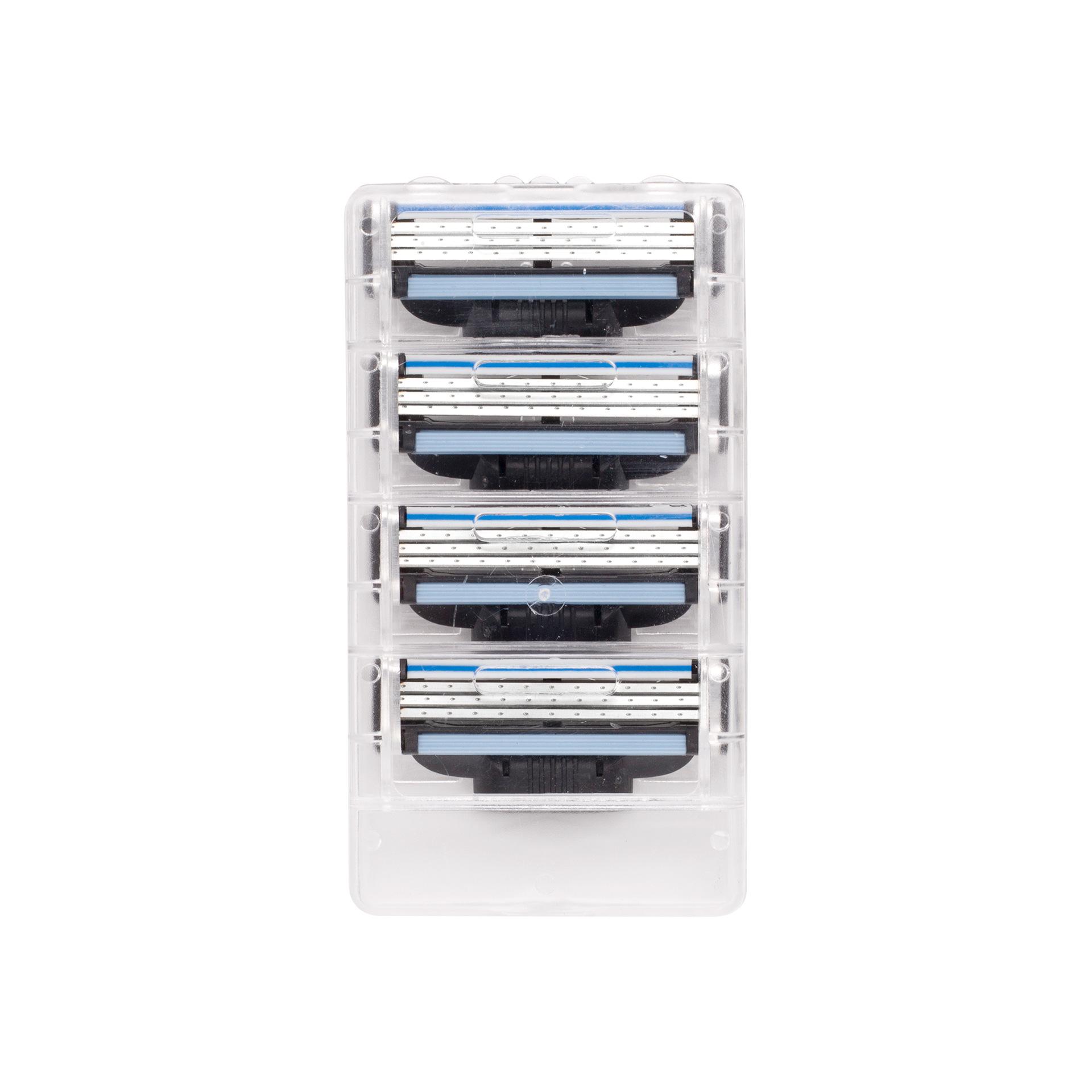 Mache3 3-lagige Rasierklingen für Männer, Gesichtspflege, Rasierer 4pcs blau