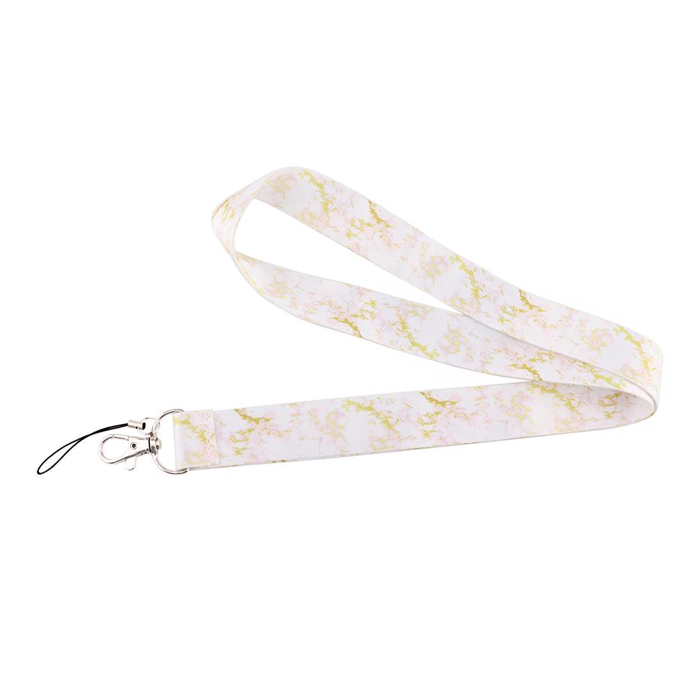 Lanyard mit Marmordruck für Schlüsselanhänger, Ausweishülle, Reisepass, Studenten-Handy, USB-Ausweishalter, Schlüsselanhänger, Umhängebänder, Zubehör white