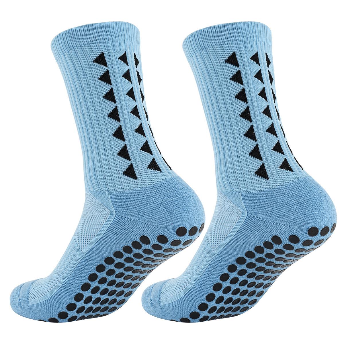 Herren Damen Fußball Grip Socken Frotteesohle Sportsocken Rugby Fußball Radfahren Laufen Übung Sportsocken 1 pair blau