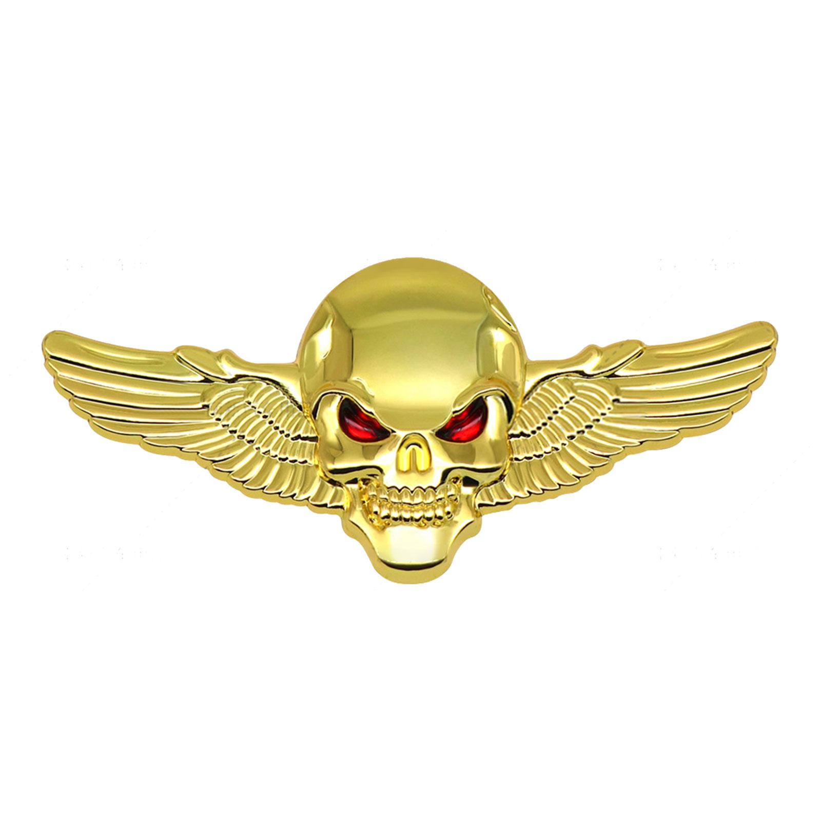 3D Skelett Totenkopf Flügel Emblem Metall Abzeichen Auto Abzeichen Aufkleber Auto Grill Körper Stamm Kotflügel Abzeichen Aufkleber Aufkleber S gold