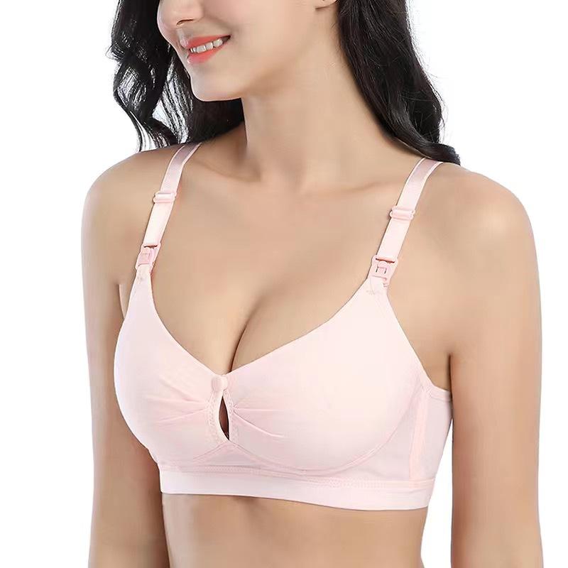 Still-BH für schwangere Frauen, ohne Bügel, für einfaches Füttern, Still-BHs, atmungsaktive Baumwolle, Frontverschluss, Schwangerschafts-Bralette-Unterwäsche 38/85B rosa