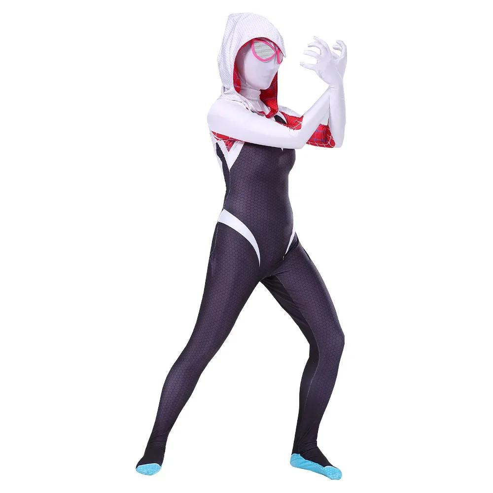 Kinderkostüme Superheld Miles Spider-Man Cosplay Jumpsuit Bodysuit Zentai Werfer Halloween Kostüme für Kinder Erwachsene 110 white