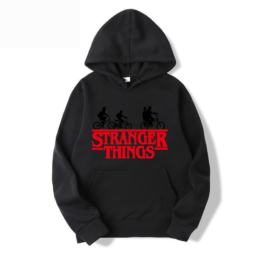 Stranger Things Herbst-Print Anime Hoodie Fleece Sweatshirt Kawaii Hoodies Jacke Jungen Pullover Y2k Sudadera Kinderkleidung Mädchen M schwarz