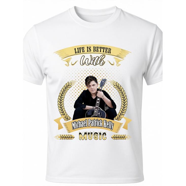 Michael Patrick Kelly Musik T-Shirt - Kurzarm-T-Shirt mit ikonischem Unterschriften-Print, 220g Rundhals Freizeitshirt Geeignet für - Tragen & Musik S weiß