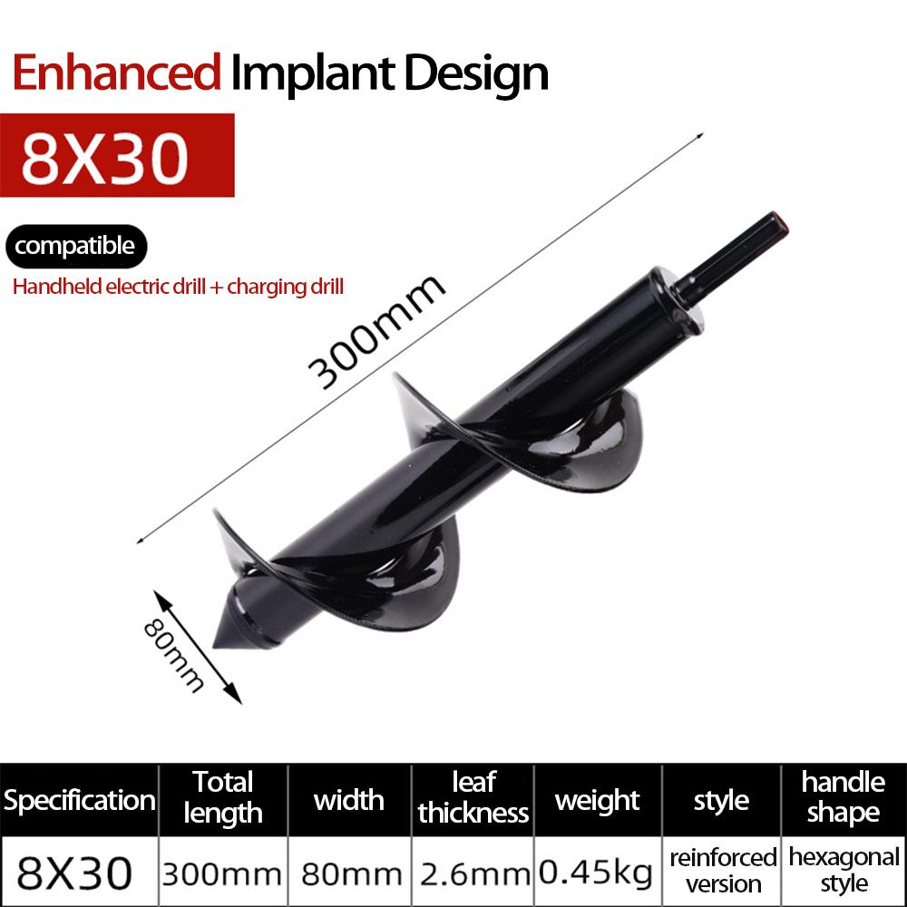 Spiralstab-Handbohrer zum Pflanzen von Samen, Blumen und Gemüse im Gewächshaus mit elektrischer Bohrmaschine und Taschenlampe.