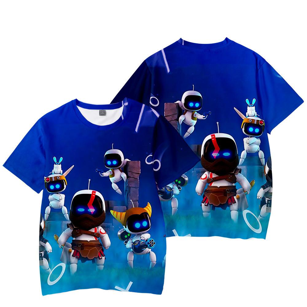 14 Farben Astro Bot Anime Damen Herren T-Shirts Cartoon Gedruckt O-Ausschnitt Übergroß Kurzärmlig Mode Herrenbekleidung Streetwear XS dunkelblaue