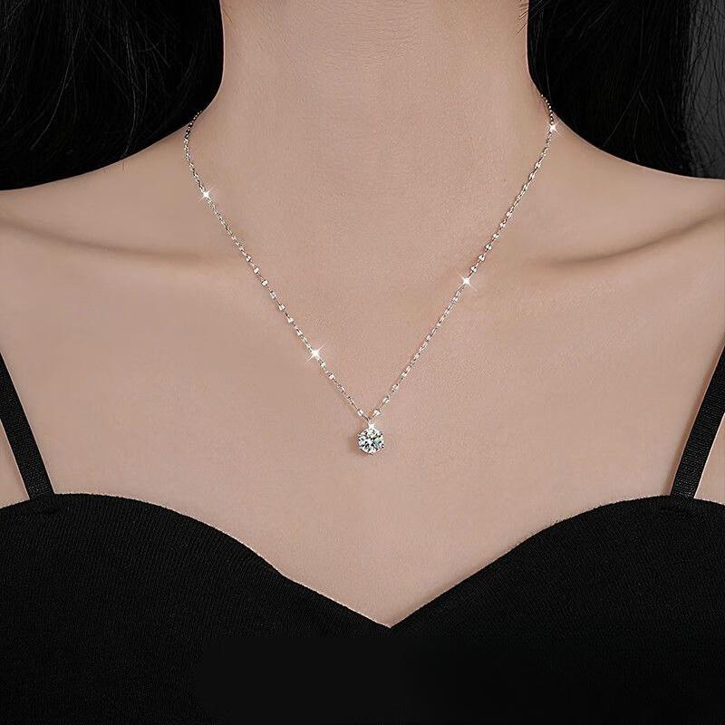 Moissanite Halskette 925 Sterling Silber Schlüsselbein Kette Licht Luxus Wasser Tropfen Anhänger 1 carat