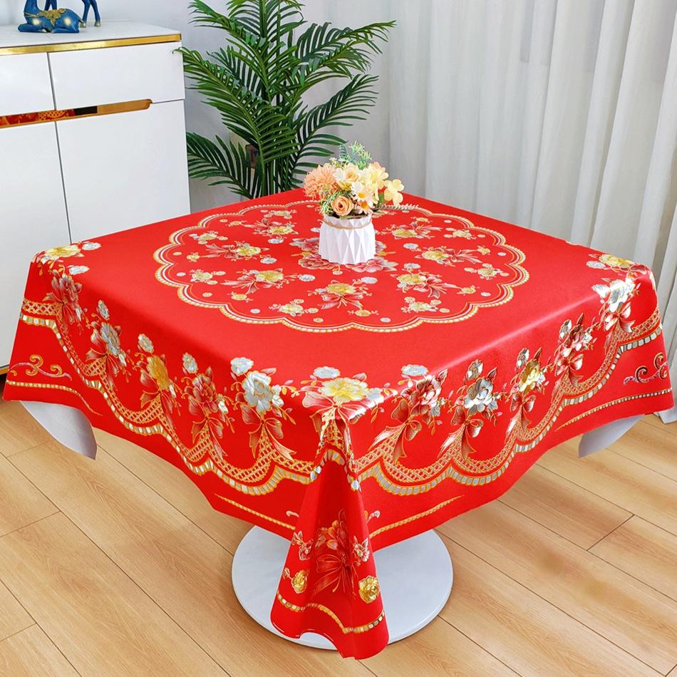 Festliches Quadratisches Wasserdichtes und Ölbeständiges Tischdecken Kostenlos Hitzebeständig Baxian Tisch Esstischdecke Mahjong-Tisch Quadratischer Tisch Runder Tisch 137*137cm