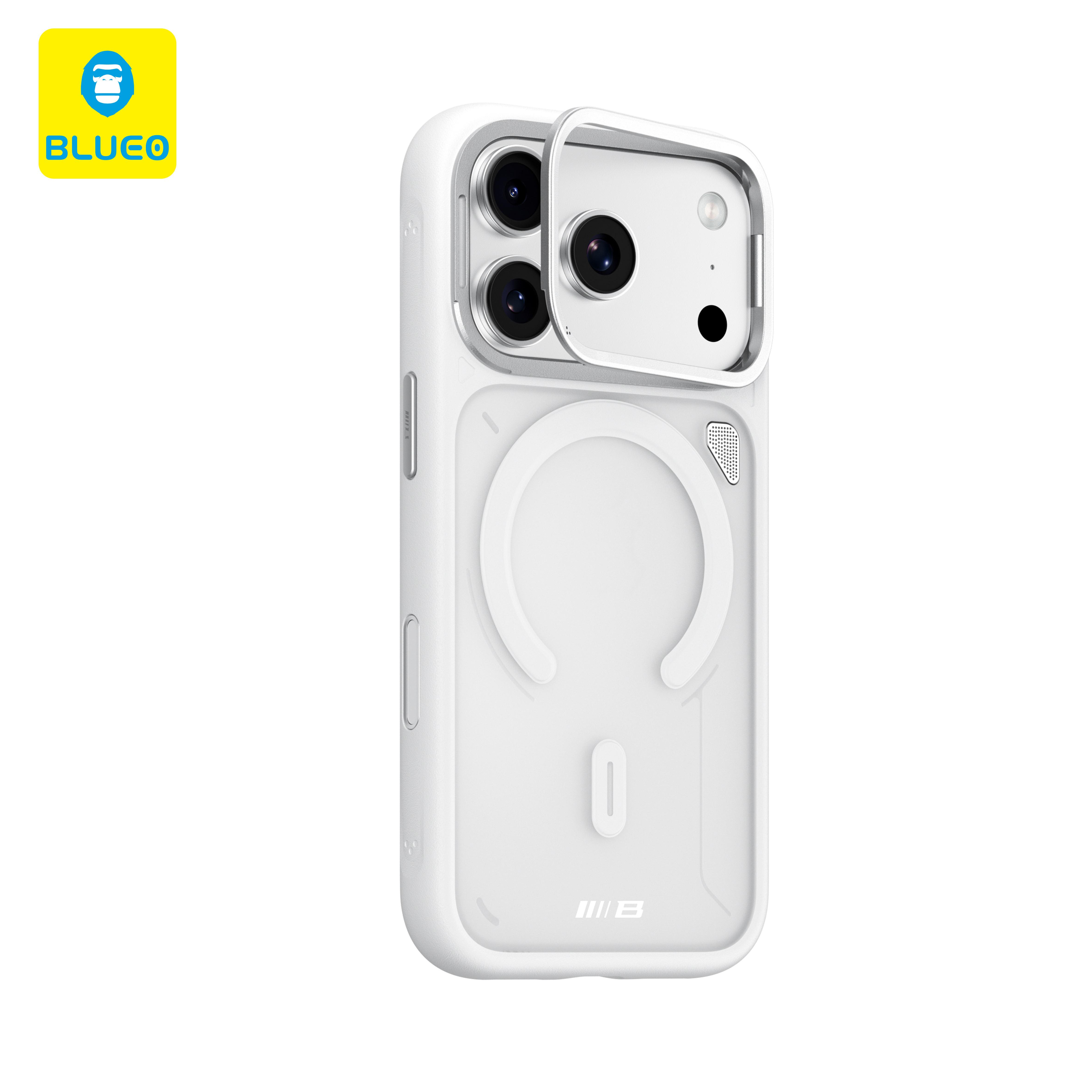 BLUEO Hülle für iPhone 17 Pro Max Matt Wärmeableitend Anti-Rutsch mit Kamera-Ständer Magnetische Hülle Für iphone 17 pro Hülle iPhone17 Pro elfenbein