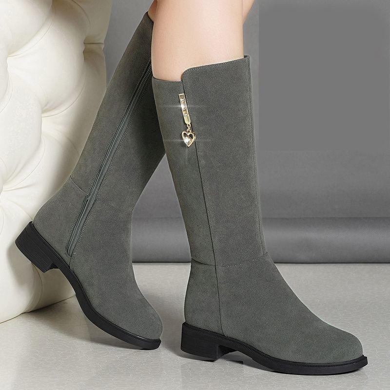 Bestellen Sie eine Nummer größer Damenstiefel Winterstiefel Damenschuhe Niedriger Absatz Warm halten Stiefeletten Rutschfeste Damenschuhe Damen Schwarze Stiefel Graue Stiefel 38 grau