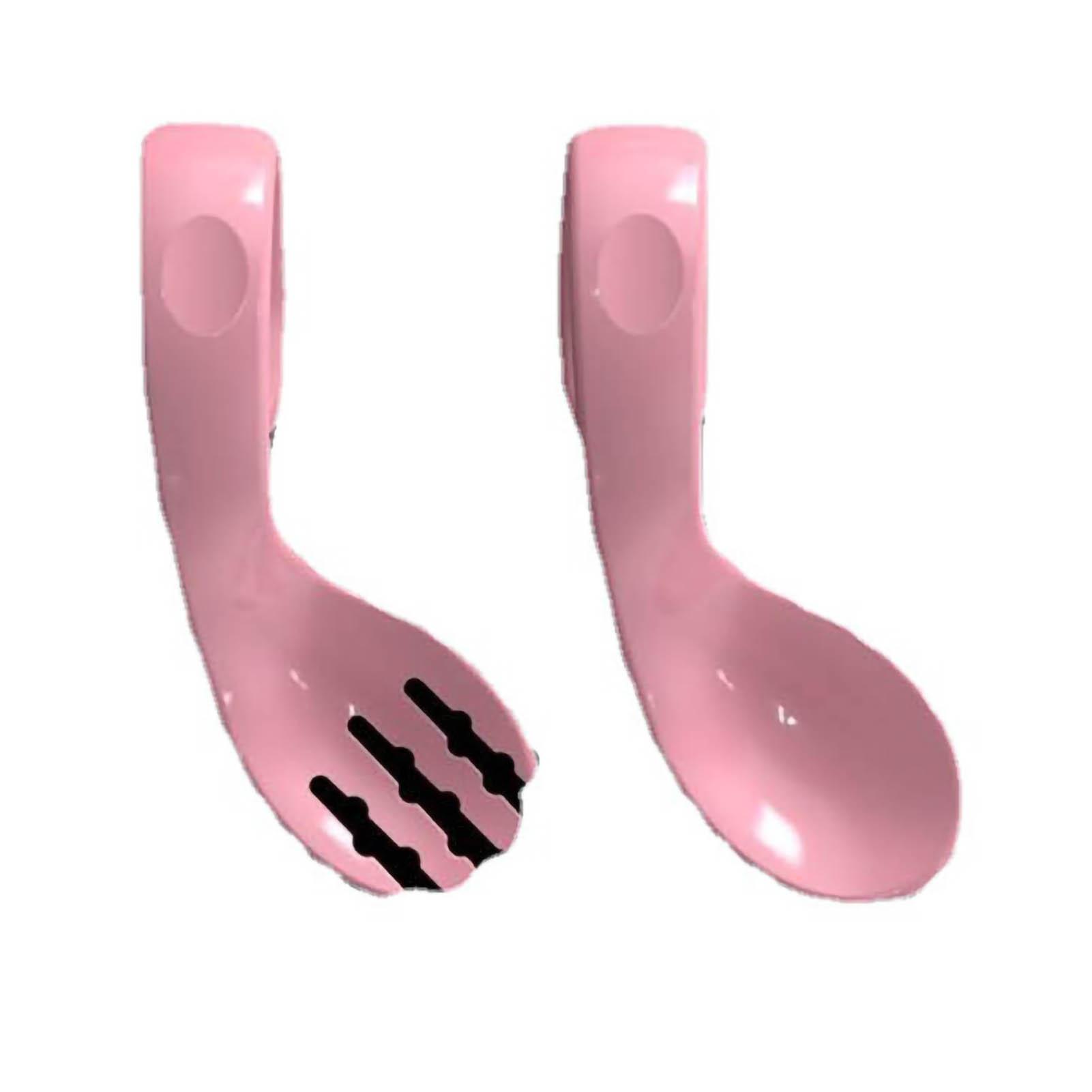 Biegsamer Löffel für Babys, bogenförmig, kleine Öffnung, recycelbar, Trainingslöffel für Babys zur Selbstbestimmung rosa