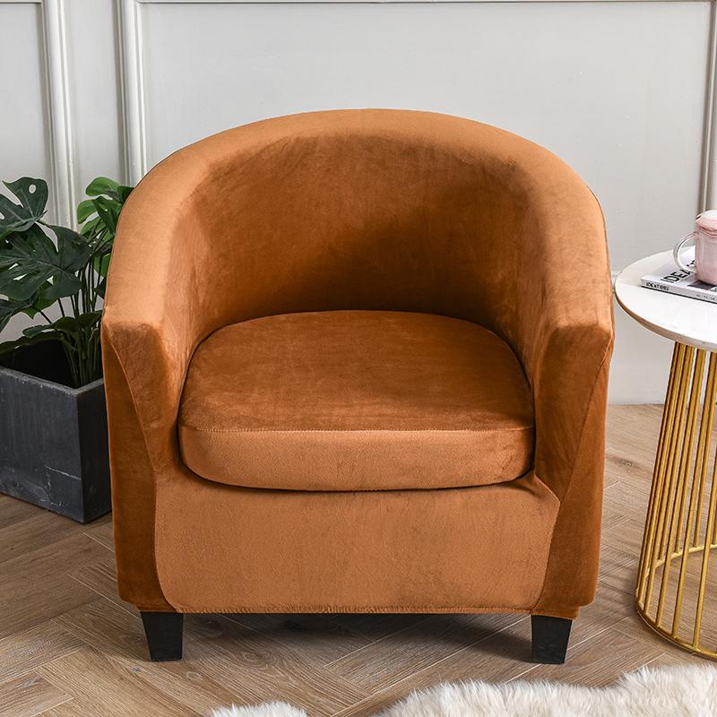 Samt-Stuhlhussen für Club-Sessel, Stretch-Sofa-Schonbezug, abnehmbarer Couchbezug für Wanne, Bartheke, Wohnzimmer, 2 Stück/Set kamelfarben