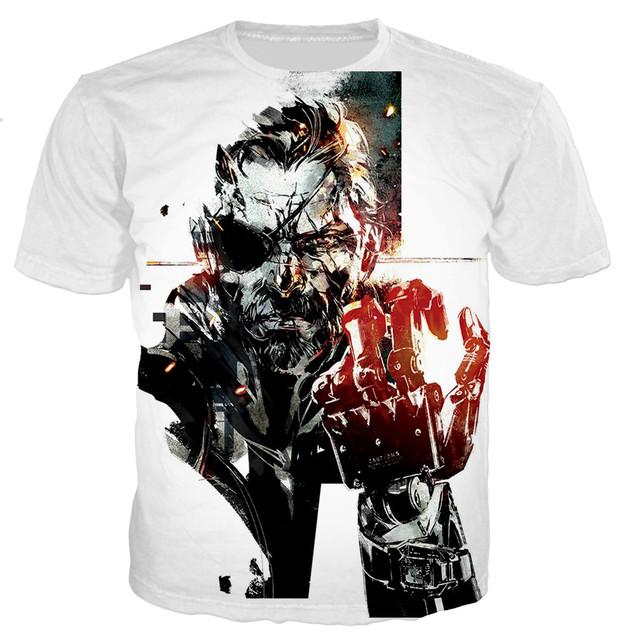 Männer Frauen Sommer Mode Spiel Metal Gear Solid 3D Druck Hemd Casual Harajuku Stil T Shirts Unisex Streetwear HipHop Top M blau