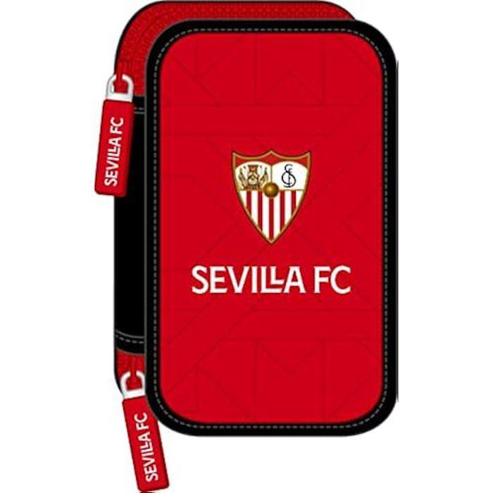 Doppeltes Federmäppchen - SAFTA - Sevilla Fútbol Club - Schwarz Rot - 12,5 x 19,5 x 4 cm - 28 Teile