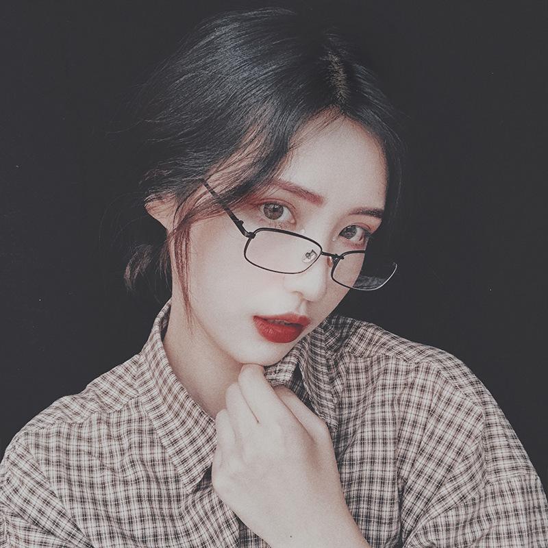 Y2K Harajuku Retro Kleine Quadratische Rahmen Brille Damen Metallbrille Klar Lesebrille Blaulichtfilternde Brille