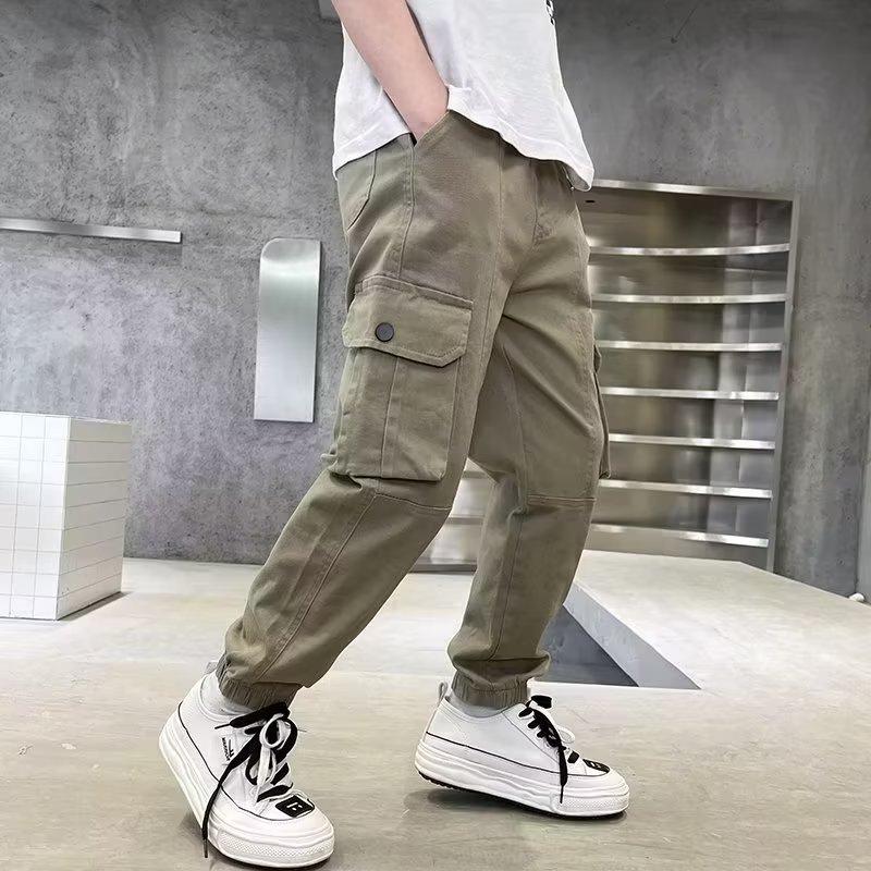 Kleinkind Kinder Jungen Cargo Hosen Elastische Taille Hosen Säugling Baby Jogger Hosen Leggings Sweatpant Baumwolle Hosen Kinder Casual Bottom für 170 khaki