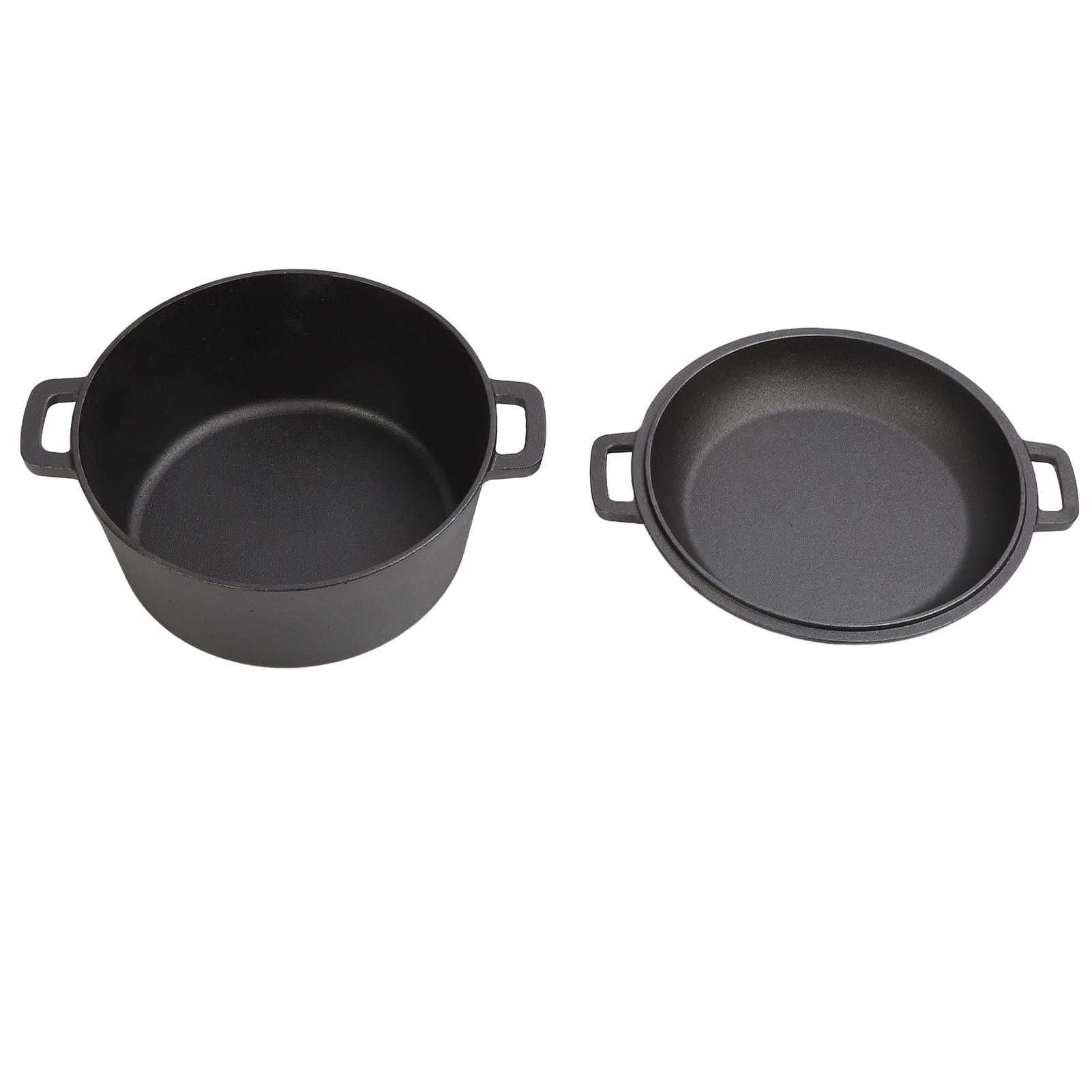 Ofentopf mit Bratpfannendeckel Kochtopf 4,7 l Gusseisen Doppelgriffe Kochgeschirr Topfset zum Brotbacken und Braten L