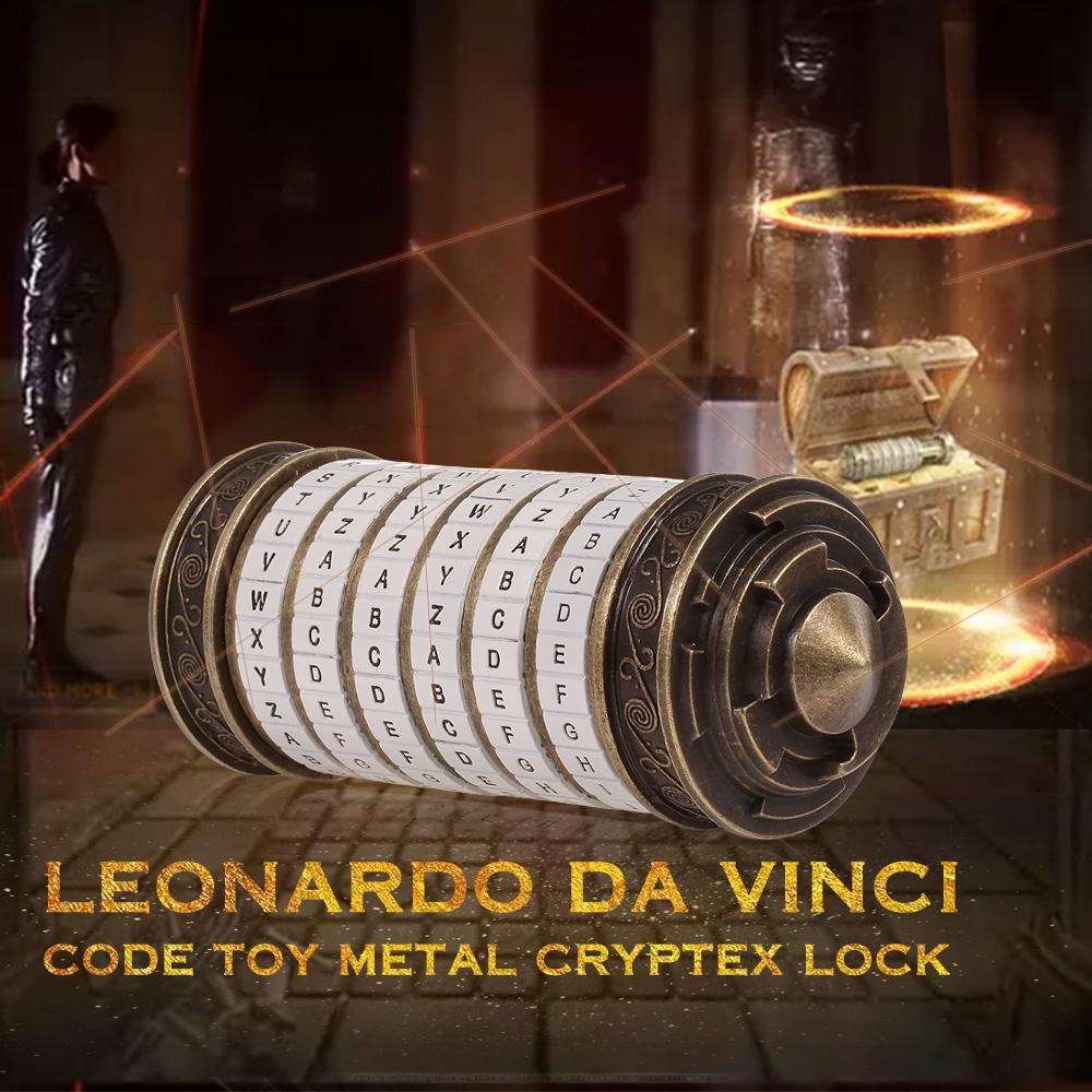Leonardo da Vinci Code Spielzeug Metall Cryptex Schlösser Hochzeit Geschenke Ring Valentinstag Geschenk Brief Brown