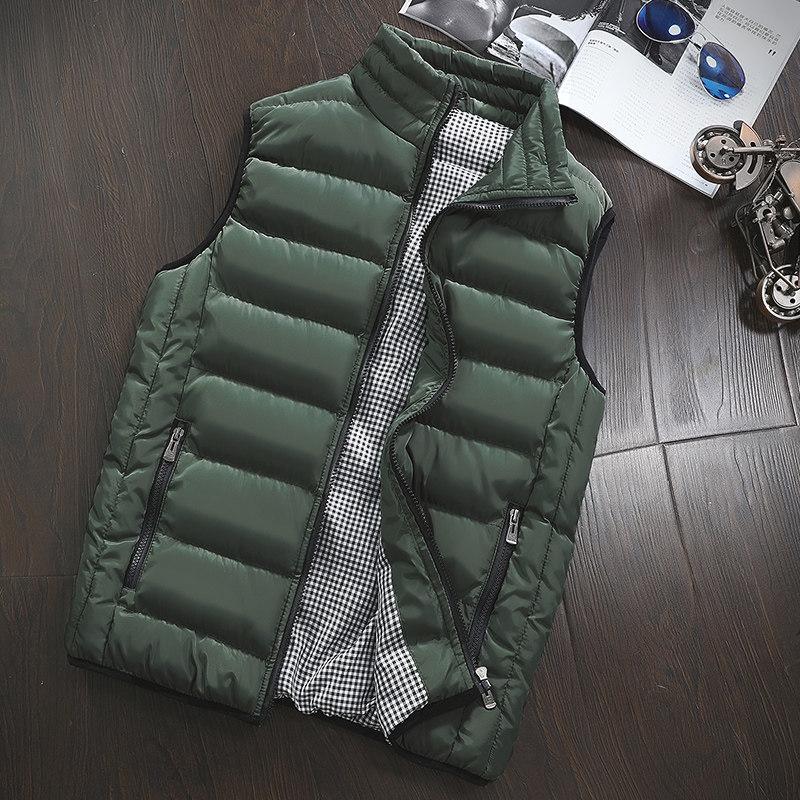 Herren Weste Ärmellos Wintermode Casual Slim Mantel Markenkleidung Westen Baumwolle Gefütterte Herrenweste Herren Weste Große Größe L armee grüne