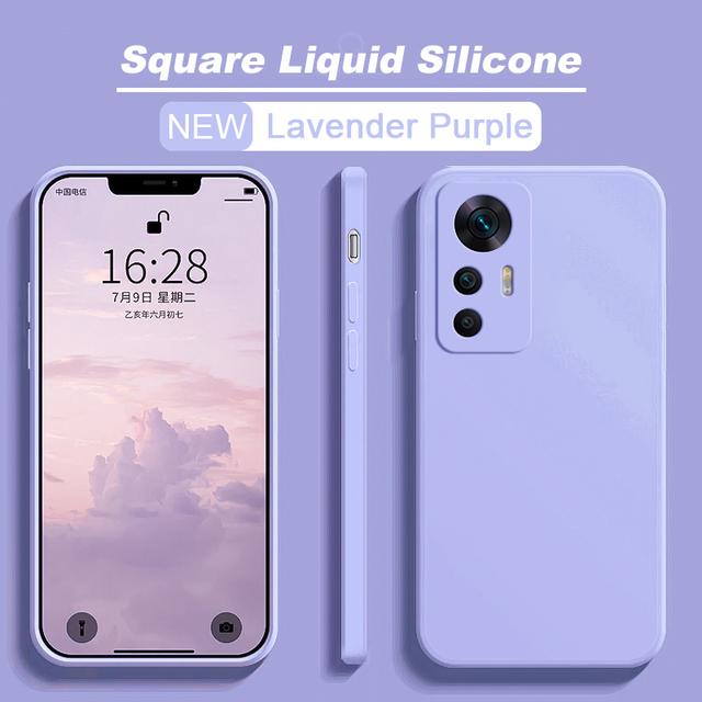 Quadratische Flüssigsilikonhülle für Xiaomi Mi 12T 12 T Pro 12 Lite 12X 12S Pro Ultra 12pro Telefonhüllen für Xiaomi 11 Lite Soft Cover For Xiaomi 12t Pro violett