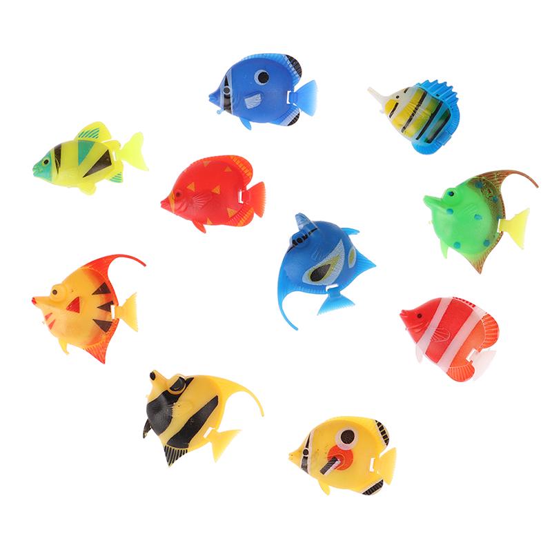 10Pcs Aquarium Aquarium Künstliche Gefälschte Schwimmende Fische Haustier Dekor Ornamente blue