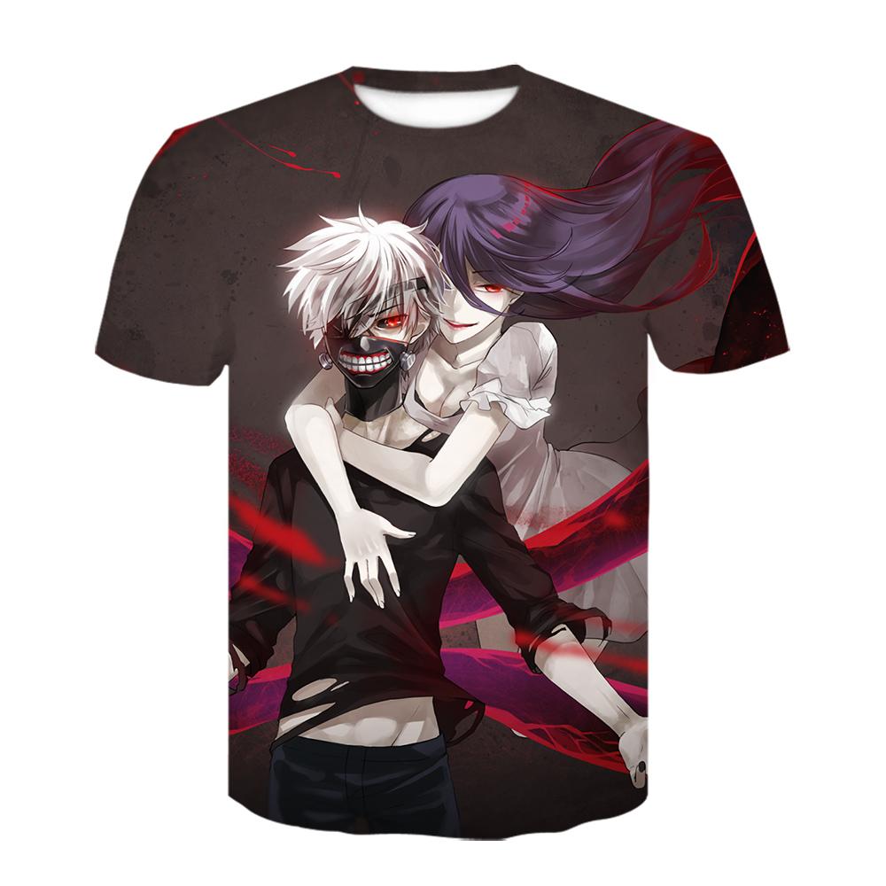 Strange Things Tokyo Ghoul Herren 3D-Grafik-T-Shirts Anime Ken Kaneki Print T-Shirts Cartoon Lose Baumwoll-T-Shirts Hipster Tops L