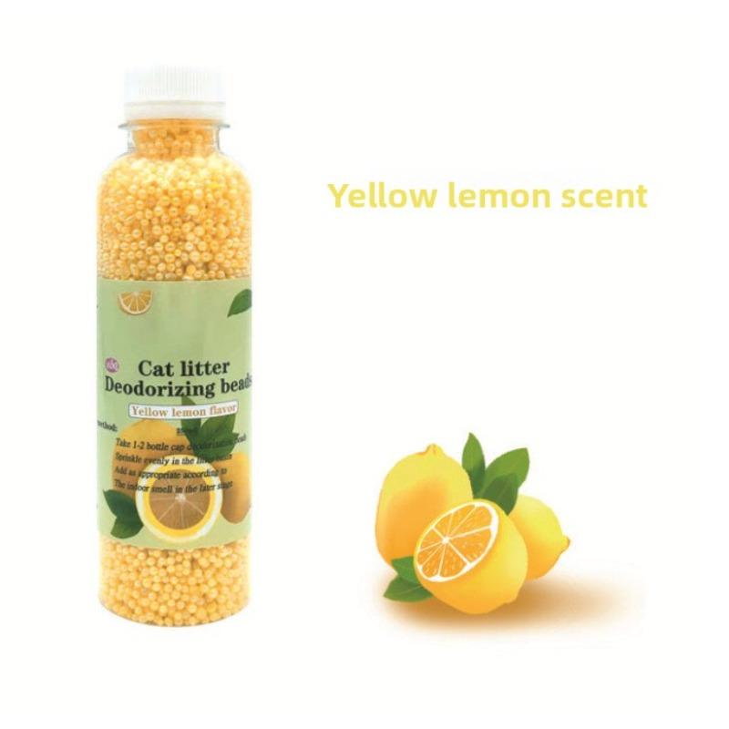 Katzenstreu Deodorisierende Perlen Flasche Katzenstreu Begleiter Aktivkohle Deodorisierende Perlen Katzenstreu Becken Deodorisierende Perlen für Katzen Lemon flavor -250ml