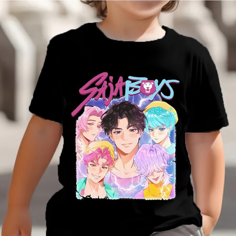 KPop Dämonenjäger Kinder T-Shirt Huntrix Girl Saja Jungen Baby Tops Kleinkind T-Shirts Zoey Rumi Mira Kleidung Kinder T-Shirts Kurzarm Kleidung kids-140(10T) violett