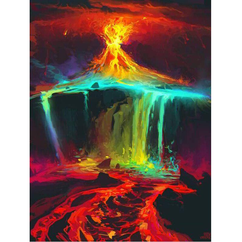 Diamant-Malerei Kreuzstich 5d voller Bohrer Handarbeit Diy Regenbogen Lava Diamant Kunst Wand Kunst Dekor 20X30CM blue