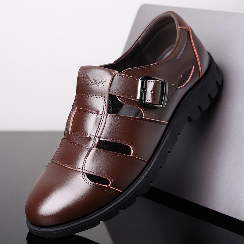 Männer Sandalen Echtes Leder Sandalen Männer Outdoor Casual Männer Leder Sandalen Für Männer Strand Schuhe Römische Schuhe 39 braun