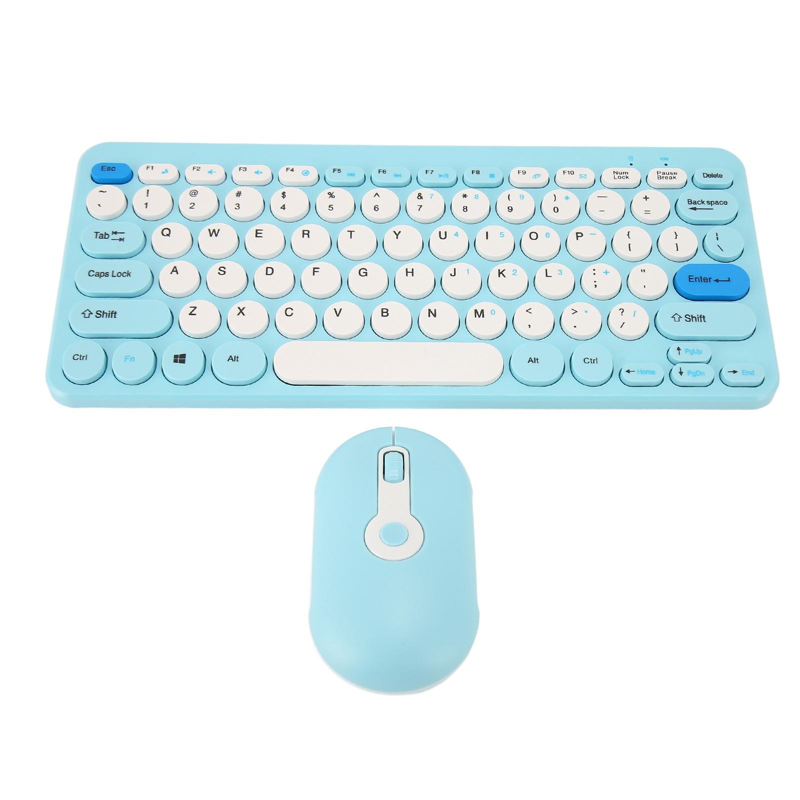 Wireless Keyboard Mouse Set Stylish Slim Round Keycaps Mute Ergonomic 2.4G Keyboard Mouse Combo for blau