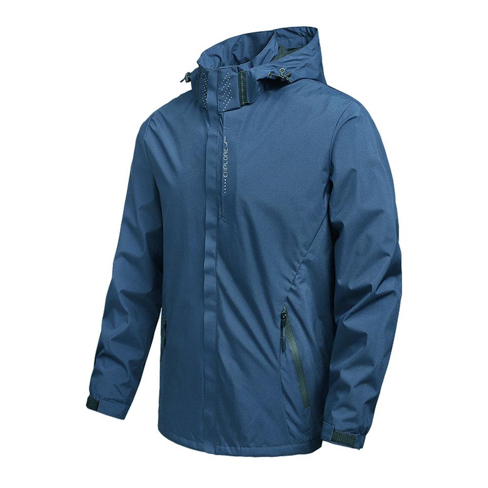 Wasserdichte Regenjacke für Herren, leicht, mit Außenkapuze, Outdoor-Regenmantel, winddicht, zum Wandern, Klettern, Outdoor-Jacken L blau