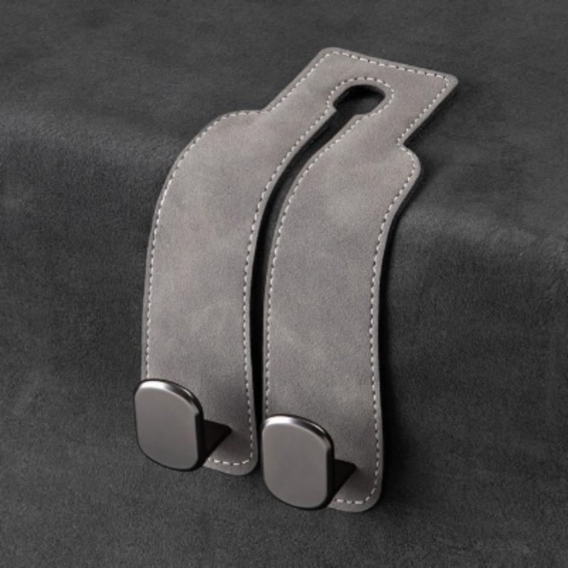 Doppelhaken aus Wildleder, universeller Haken für die Kopfstütze des Autositzes, Tasche, Flasche, Kleinigkeiten, Aufbewahrungsbügel, Auto-Organizer, Halterung, Auto-Innenausstattung Fur grau