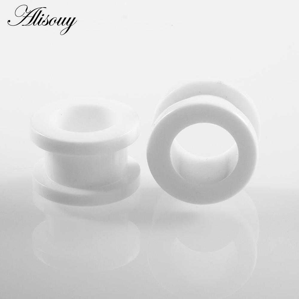 1 paar/los Acryl Ohr Flesh Tunnel Doppel Ausgestelltes Hohl Schraube Fit Ohr Bahre Plugs Messgeräte Körper Piercing Schmuck Schwarz 2mm weiß