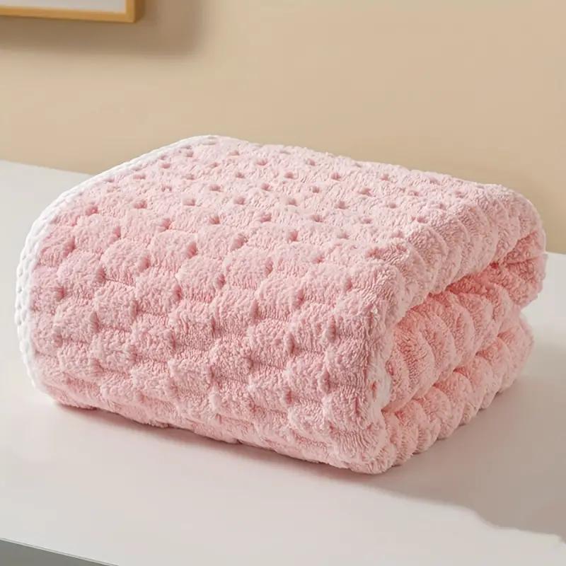 1 Stück Erwachsenen Super Saugfähiges Ultrafeines Faserhandtuch, Schnelltrocknendes Texturhandtuch, Weiches Heim Verdicktes Korallenvlies Badetuch 70*140CM rosa