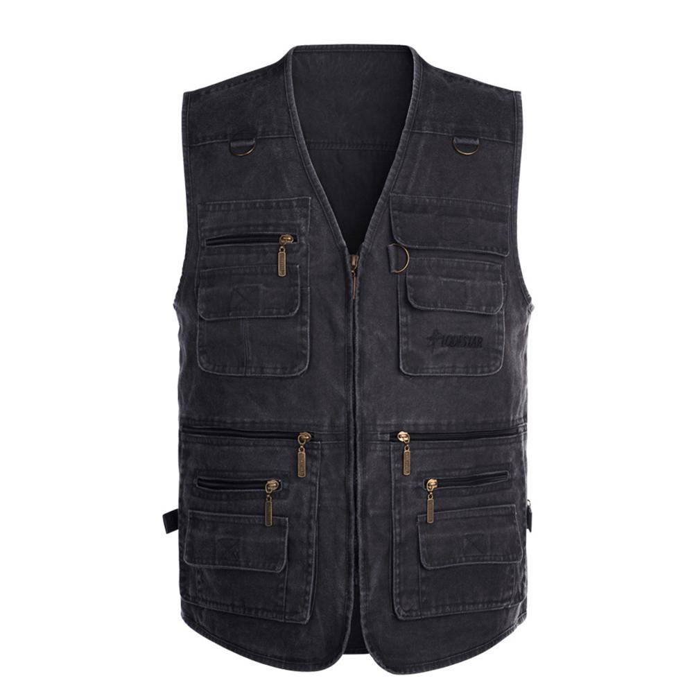 Puntos Herren-Weste mit mehreren Taschen, Übergröße, Outdoor-Schießen, Angeln, Wandern, Weste XXXL schwarz