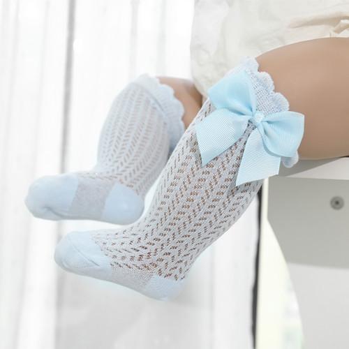 Baby Mädchen Socken Kleinkind Baby Schleife Baumwolle Sommer Netz Dünn Baby Kniestrümpfe Neugeborenes Säugling Spitze Lange Baby Jungen Socken 0-24 Monate M 12to24month