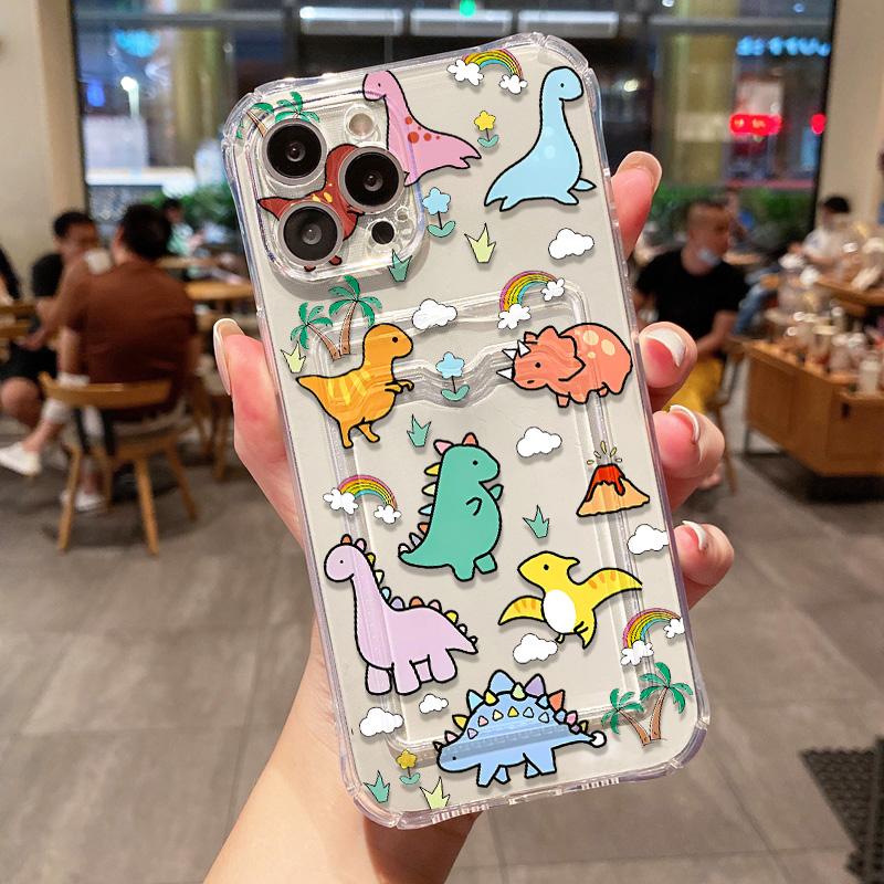 Kartenhalter Dinosaurier Handyhülle Für iPhone 16E Fundas iPhone 11 13 16 Pro Max14 15 12 XR X Xs 7 8 Plus SE Stoßfeste Weiche Hülle iPhone 15 Pro Max