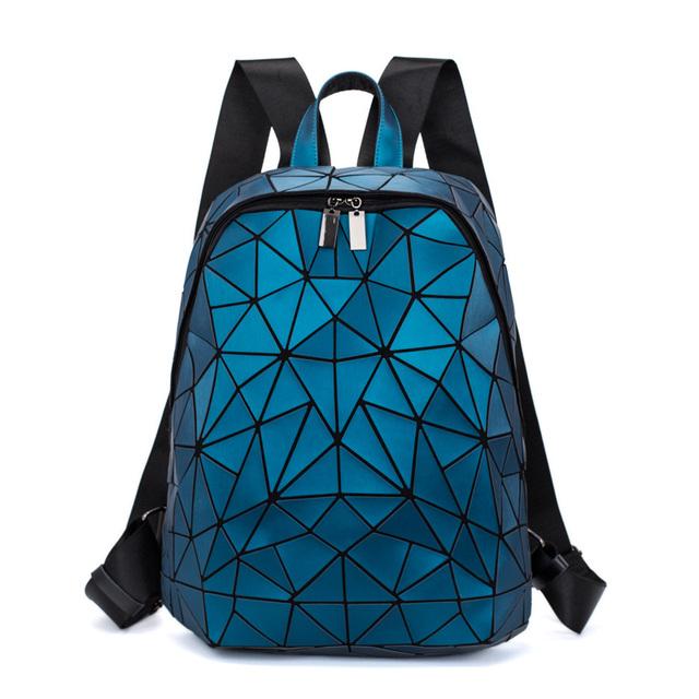 Damenhandtasche und Rucksack, Hologramm-Rucksack, Schule, matt, geometrisch, Rucksäcke, Mädchen, Reisen, Umhängetaschen für Damen, Tragetaschen, Luxus-Umhängetasche, Silber One Size blau
