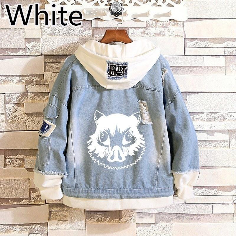 Demon Slayer Kimetsu No Yaiba Mode Hoodie Jeans Mantel Hashibira Inosuke Cosplay Männer Frauen Kapuzen Freizeitjacke Street Style Patchwork Mäntel XXXXXL