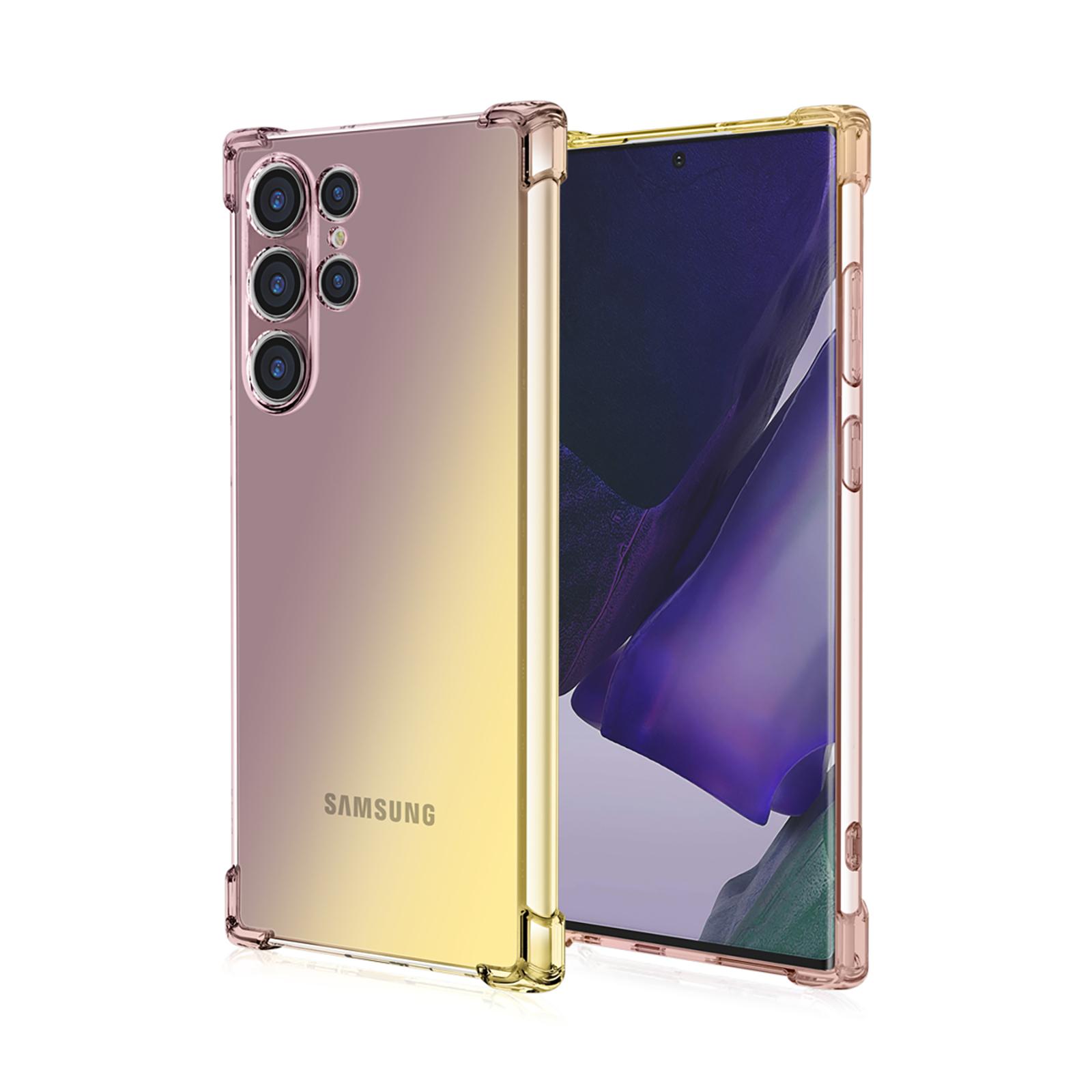 Klare, süße Handyhülle mit Farbverlauf, schlanke, kratzfeste, flexible TPU-Abdeckung, stoßfeste Schutzhülle für Samsung Galaxy S22 5G, S23 FE, S24 Ultra, S23+ Samsung Galaxy S23 5G schwarz/gold