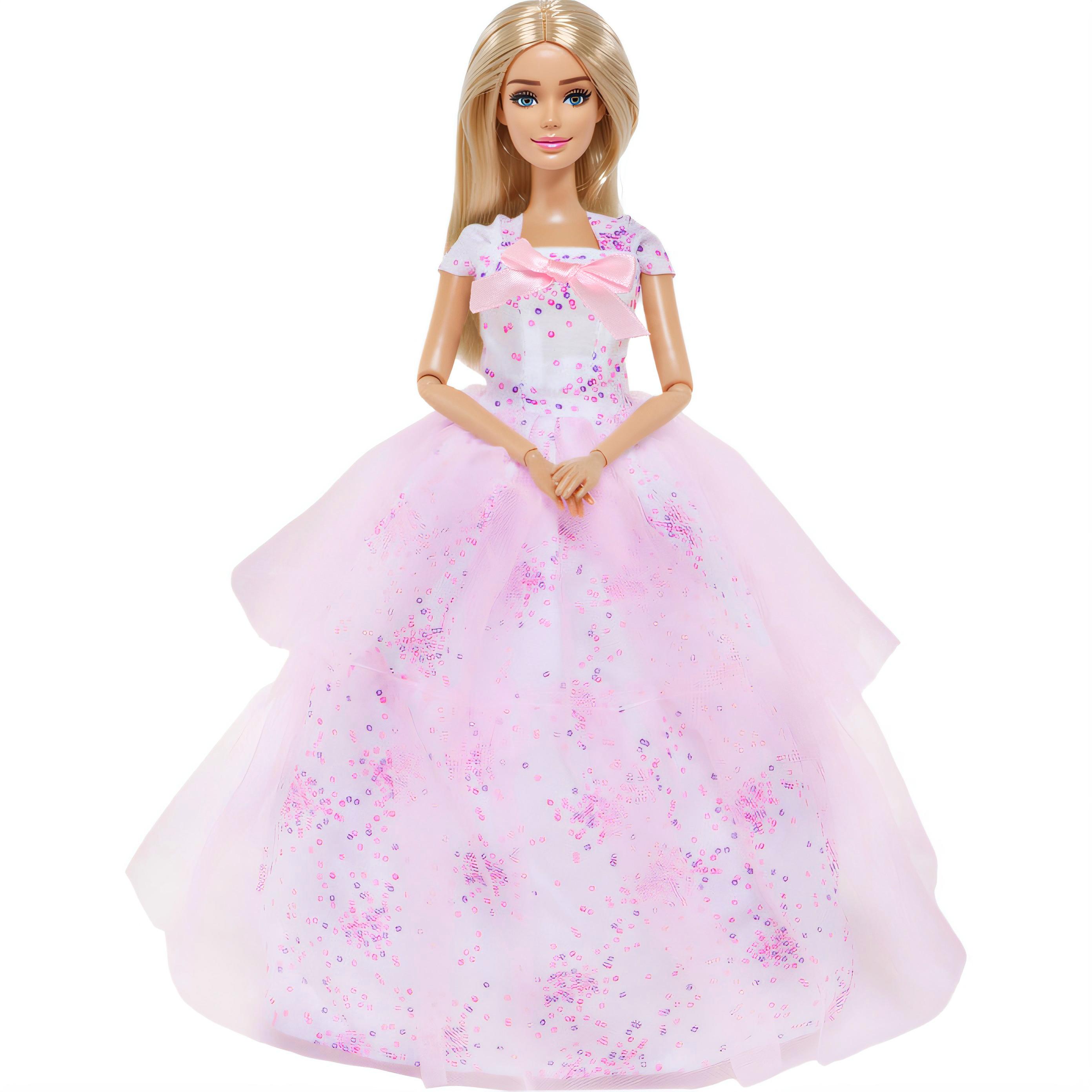 Bunte Ballkleider, Partykleider für Barbie-Puppen-Kleidung, Hochzeits-Braut-Outfits(KEINE PUPPEN) weiß/rosa