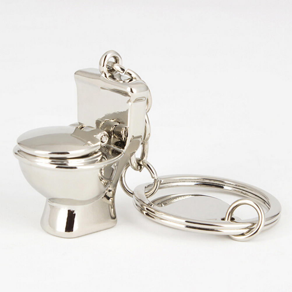 Niedlicher Mini-Schlüsselanhänger „Toilette für immer“ aus Metall, Schlüsselanhänger, kreatives Geschenk silber