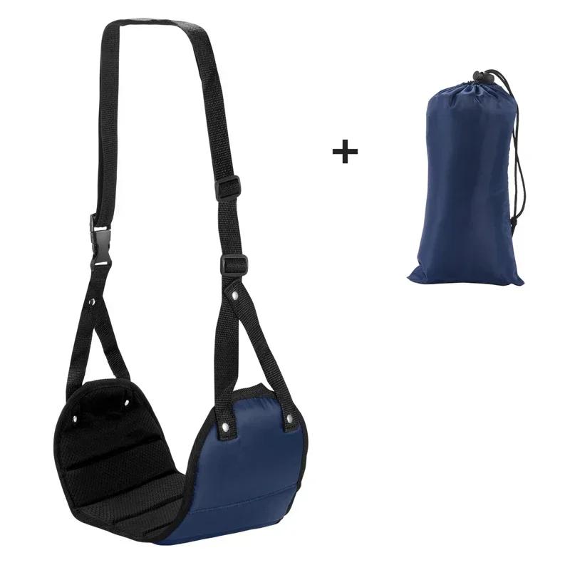 Tragbare Flugzeug-Fußstütze, Bein-Flugzeug-Reise-Fußstützen, Fußhängematte für Flug, Fußstütze zum Einhängen für Flugzeuge, Zug, Büro dunkelblaue