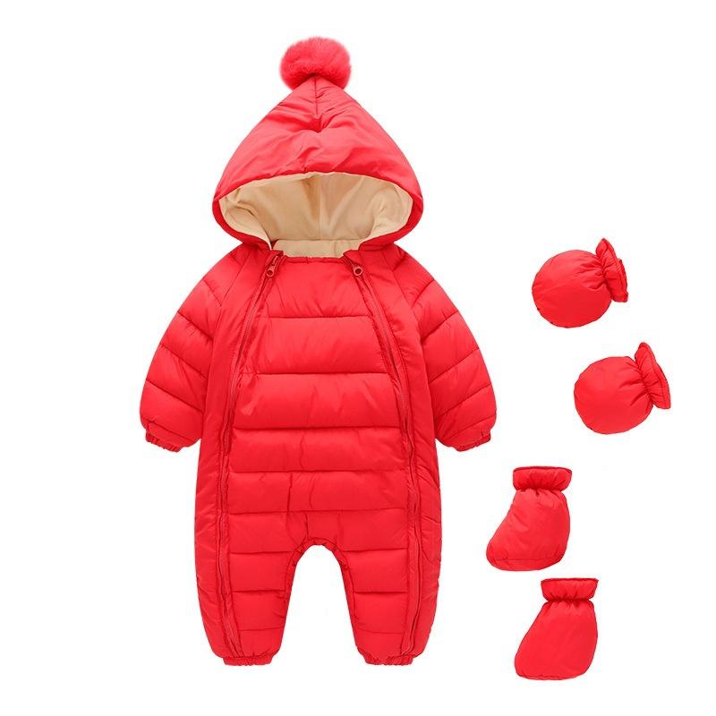 Baby-Kleidung Neugeborenen Baby-Overall Baby Herbst und Winter dicke Krabbelkleidung warme Daunen-Baumwolldecke Kleidung 100cm rot